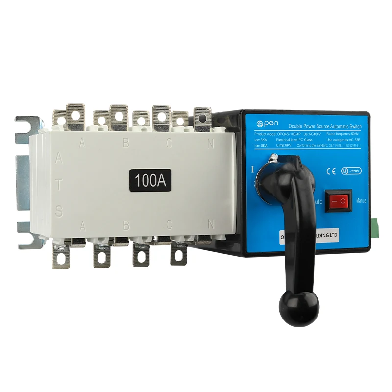 3P 4P 160A Automatic Transfer Switch PC Grade 400V 440V AC Dual Power Generator Changeover Switch Manual Auto ATS