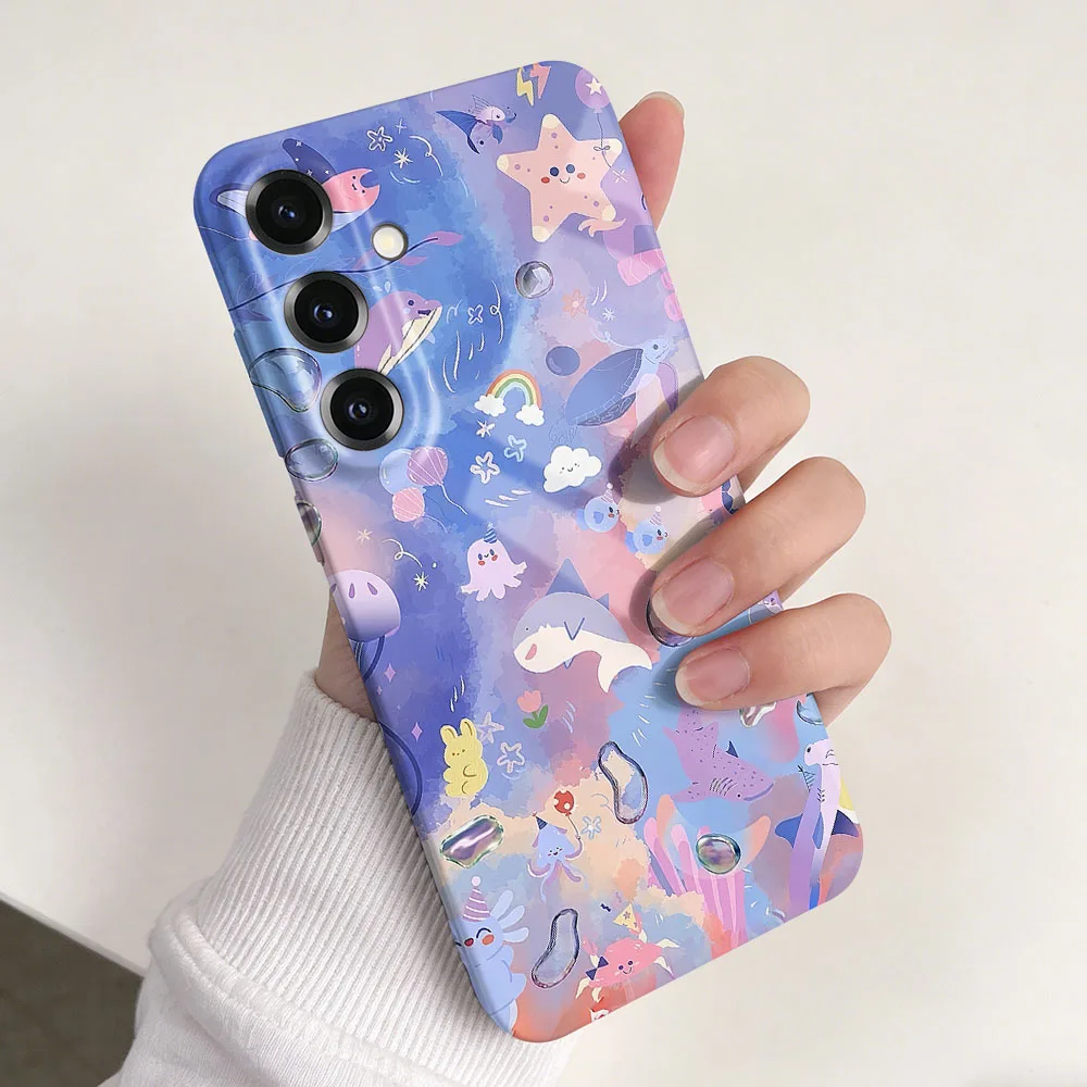Cute Ocean Animals Case For Samsung S26 S25 S24 S23 S22 Plus S21 Ultra Edge S23 S24 S25 FE Hard PC Shockproof Phone Cover