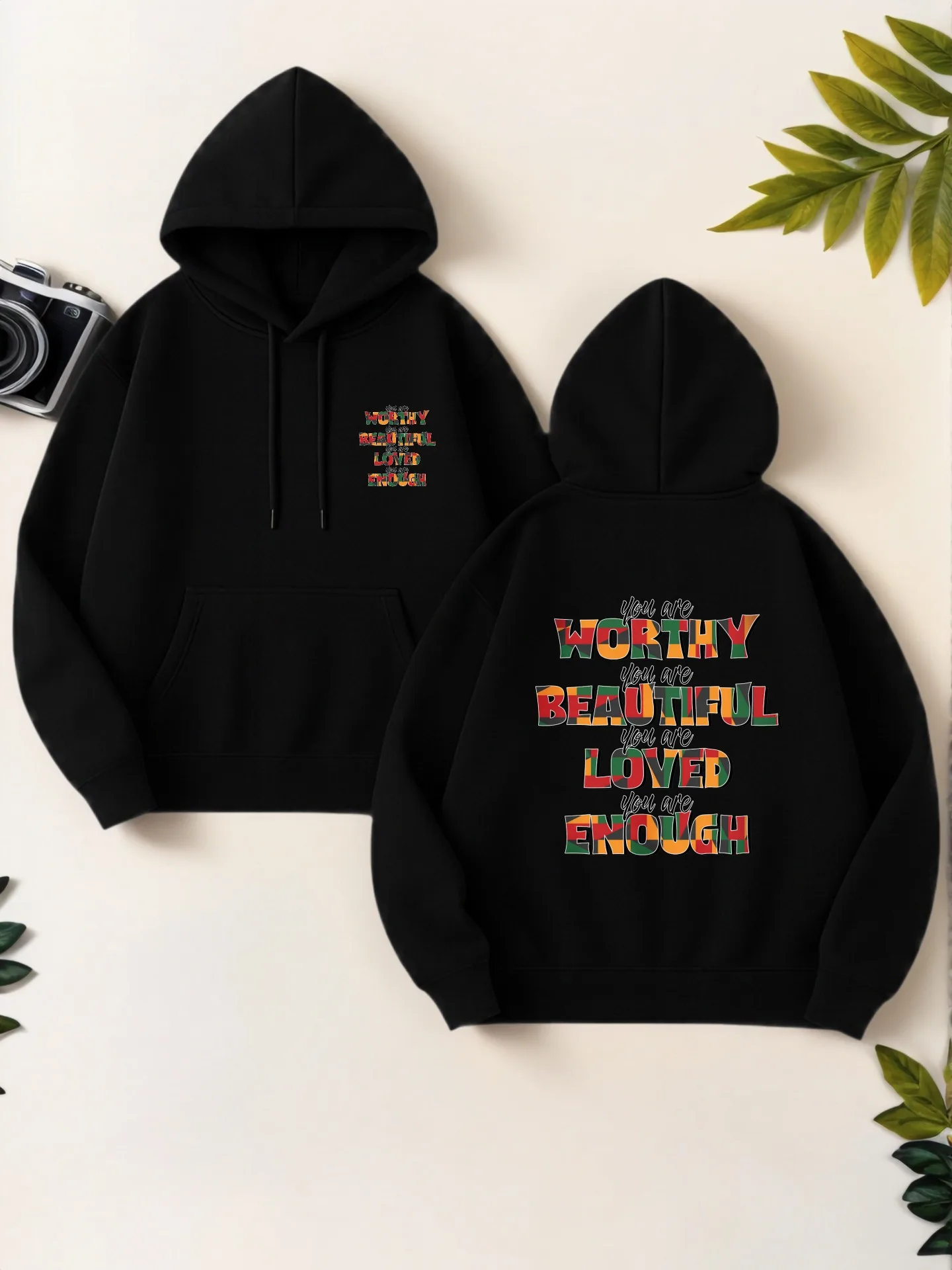 

Graphic Hoodie Women, Letter Print, Casual Aesthetic Design, Cotton Blend, Casual Everyday Wear, For Teens