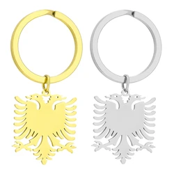 C71D Stylish Albanian Eagle Keyring Gold/Silver Color Pendant Keychain Unique Ethnic Style Key Rings Accessory for Men Women