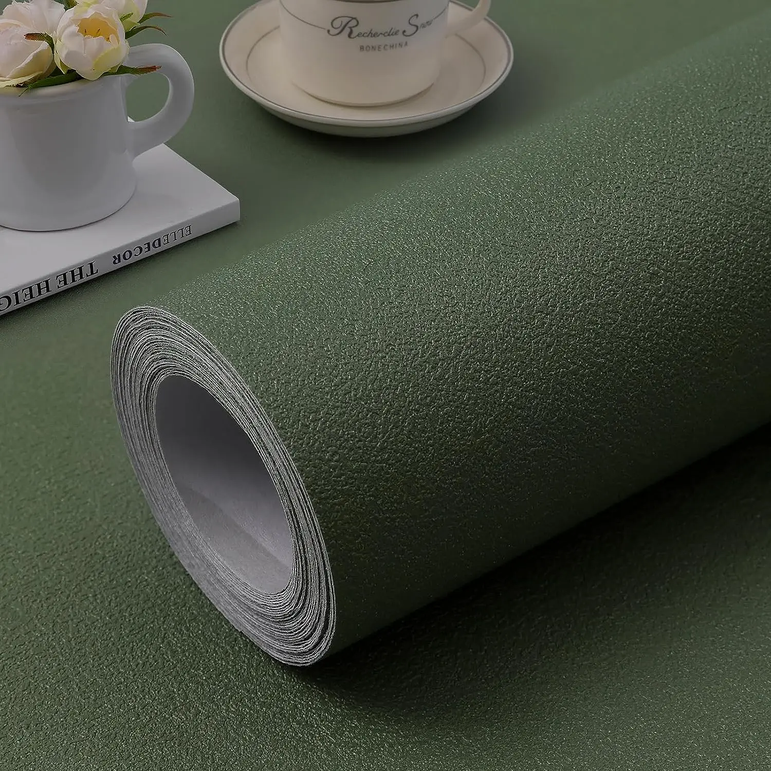 1 Roll Matte Orange Self-adhesive Wallpaper Waterproof and Moisture-proof Self-adhesive Bedroom TV Background Wall Desktop Wardr image 3