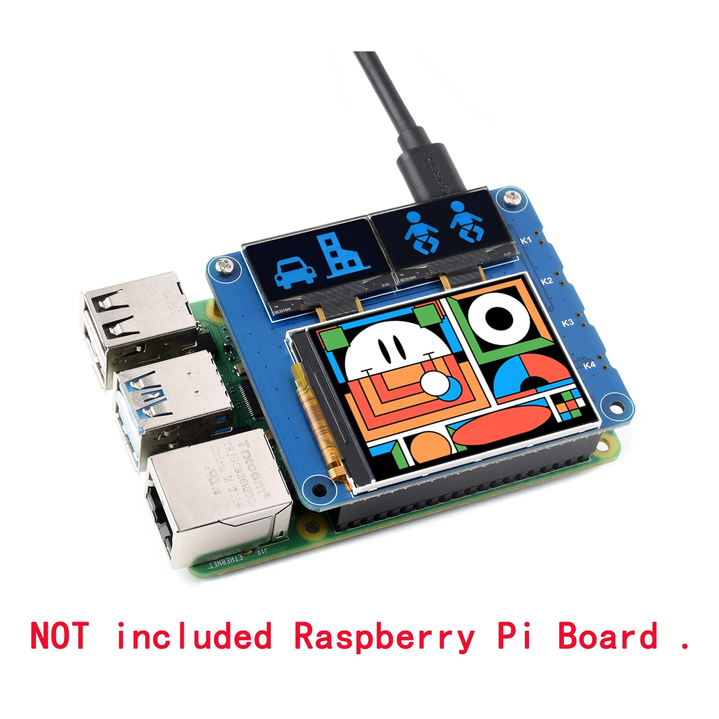 

2-дюймовый ЖК-экран с 0,96-дюймовым модулем OLED-дисплея HAT Kit для RPi Raspberry Pi Zero 2 W 3 Model B 4 5 Плата расширения