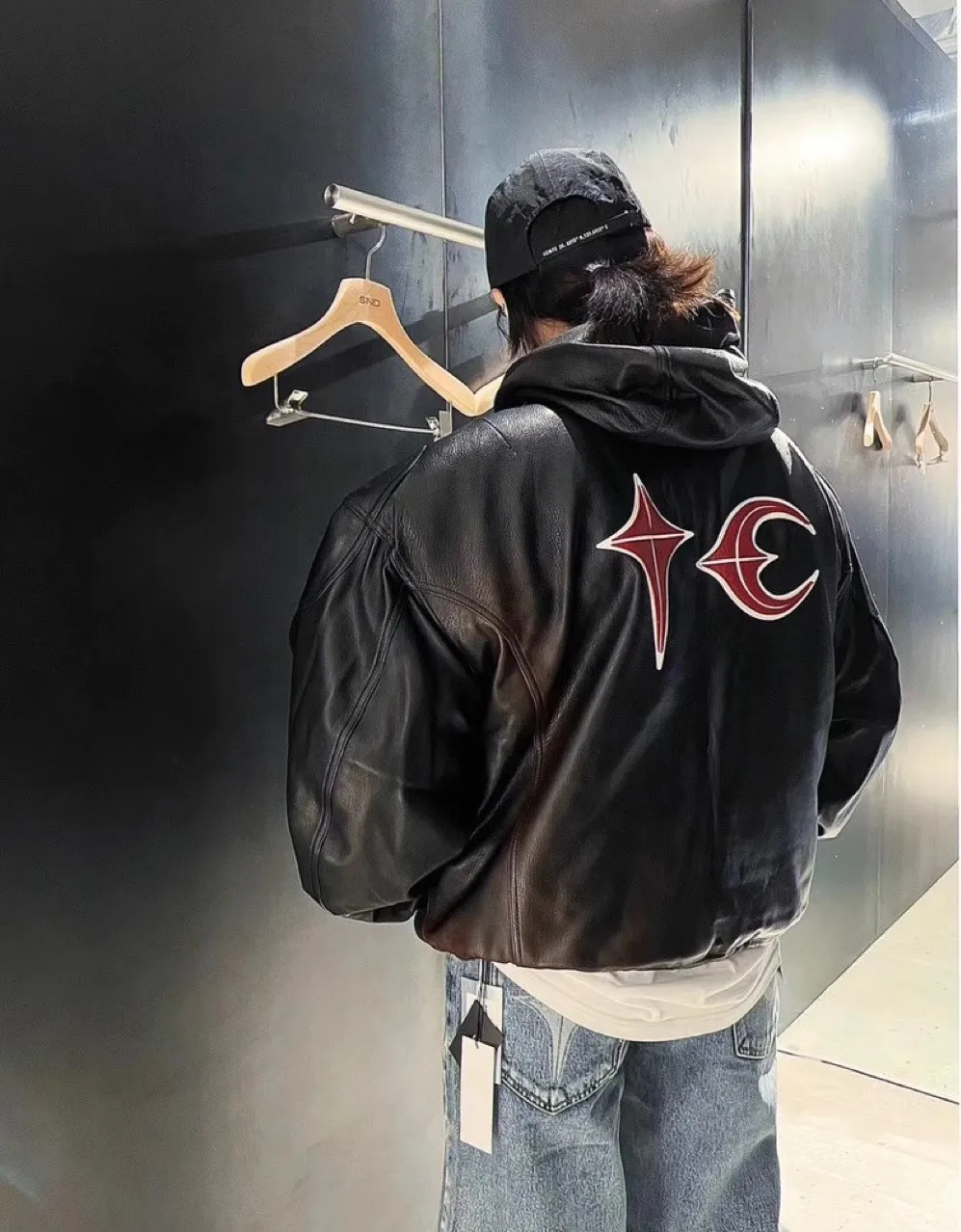 

2024 Thug Club Heavyweight Motorcycle Cotton Coat Leather Coat Casual Men's Hooded Jacket WY947