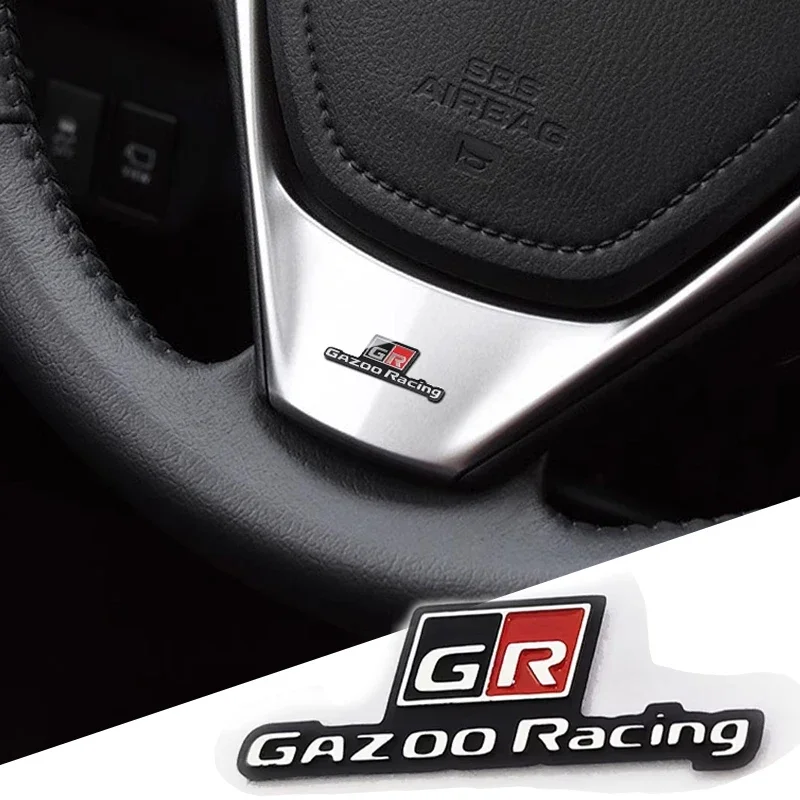 Car Decoration Sticker for GR GAZOO Racing Sport Yaris Auris CHR Corolla Camry Highlander Steeing Wheel Side Badge For Toyota