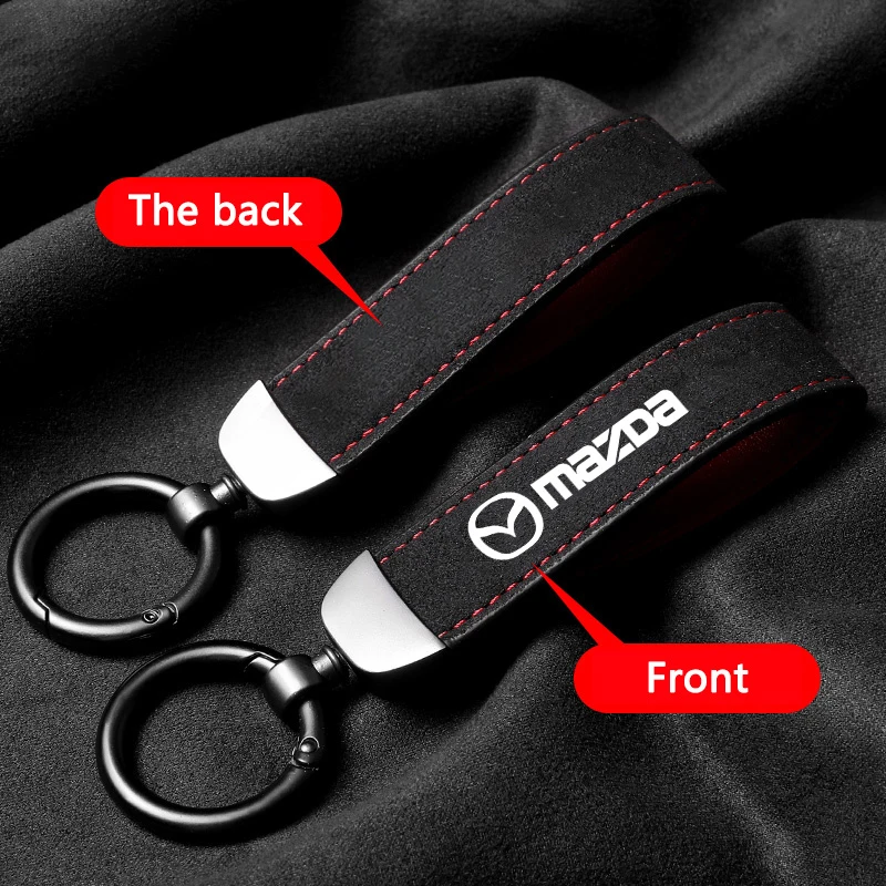 High Grade Metal Suede Car Key Chain Horseshoe Buckle For Mazda 2 3 6 8 RX8 MX3 CX4 CX-5 CX-7 CX-9 CX-3 Atenza Auto Accessory