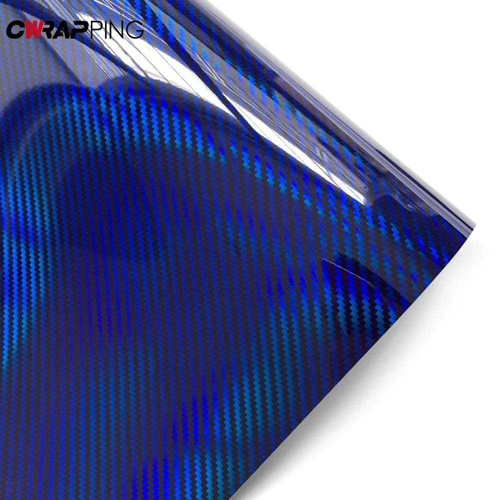 Motorrad DIY Verpackung Folie Dekorative Carbon Faser Vinyl Film Hochglanz Laser Blau Auto Motorrad Körper Zubehör Aufkleber