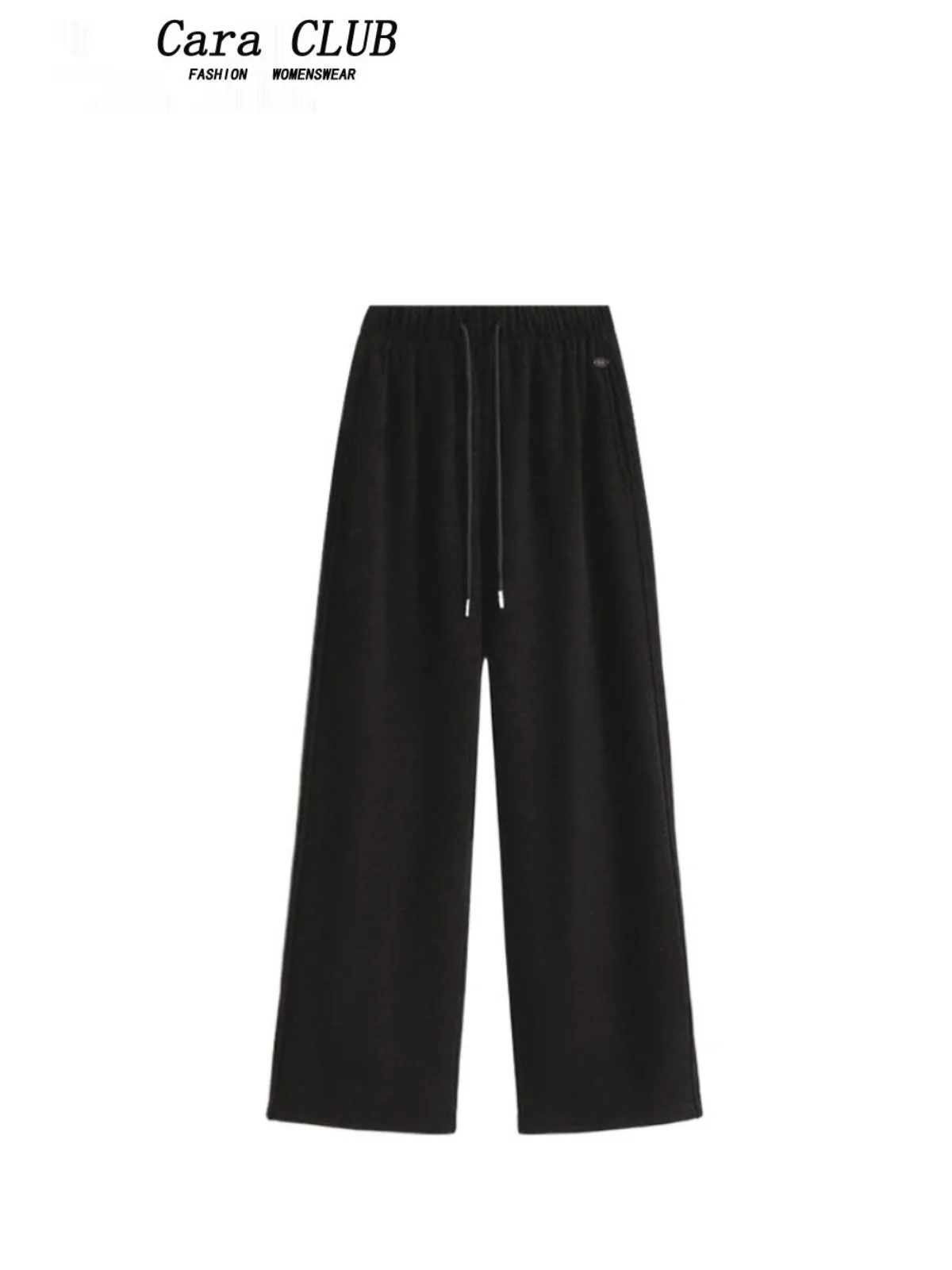 

CaraCLUB большие размеры, повседневные широкие брюки, женские брюки с высокой талией, тонкая эластичная талия, прямые брюки-трубы с девятью точками, корейский сле