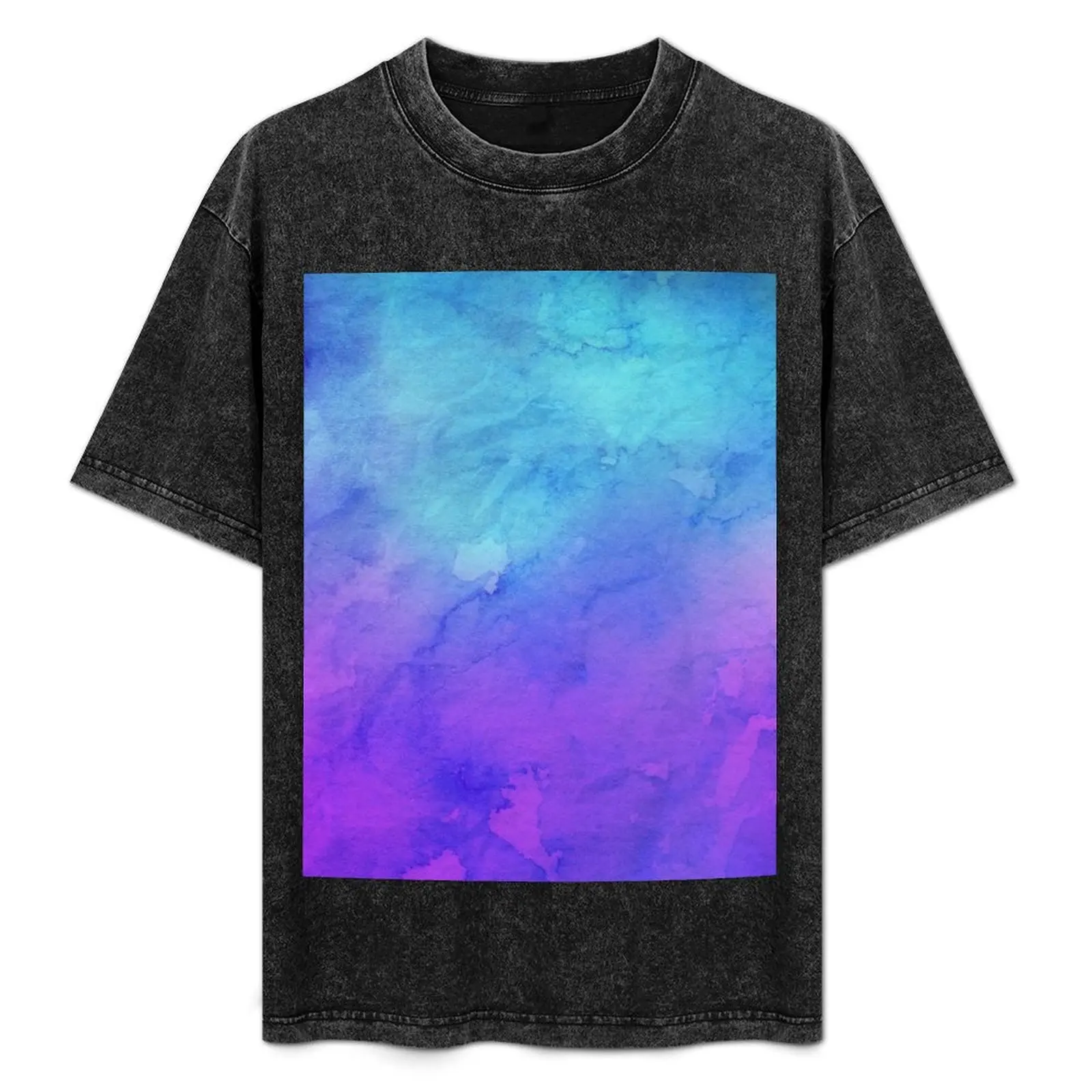 

Blue and Purple watercolor T-Shirt Sports Casual Short Sleeve Cotton Tee