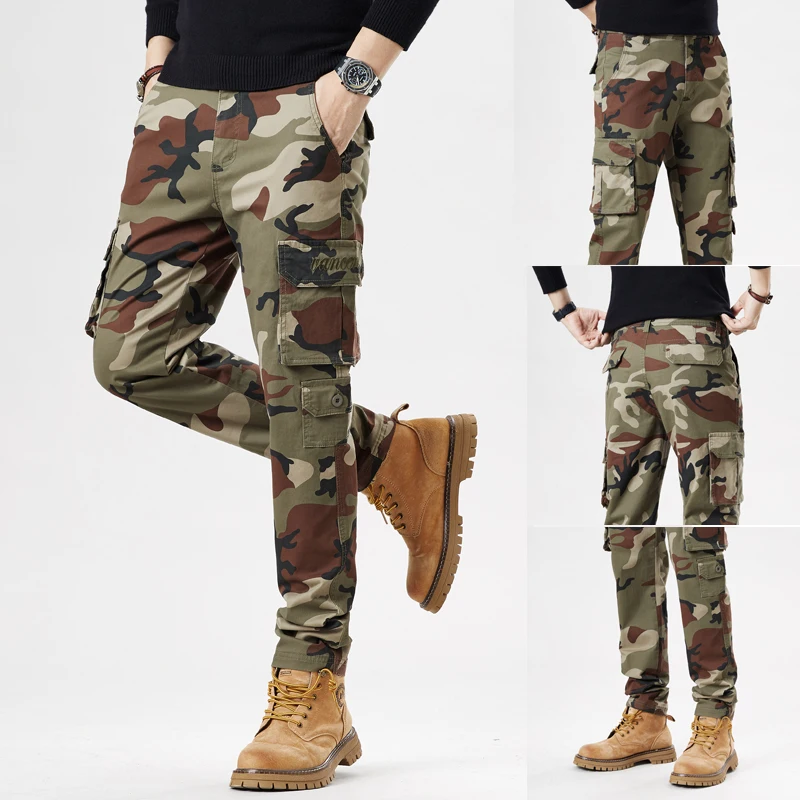 

Мужские камуфляжные брюки Slim Fit, тактические, для активного отдыха, прямые, повседневные, на осень-весну