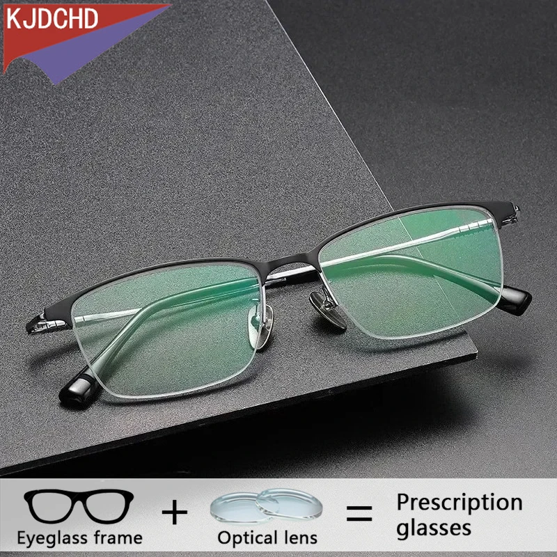 

Semi-Rimless Titanium Doctor with Prescription Glasses Men Multifocal Optical Eyeglasses Photochromic 1.74 Progressivec Eyewear