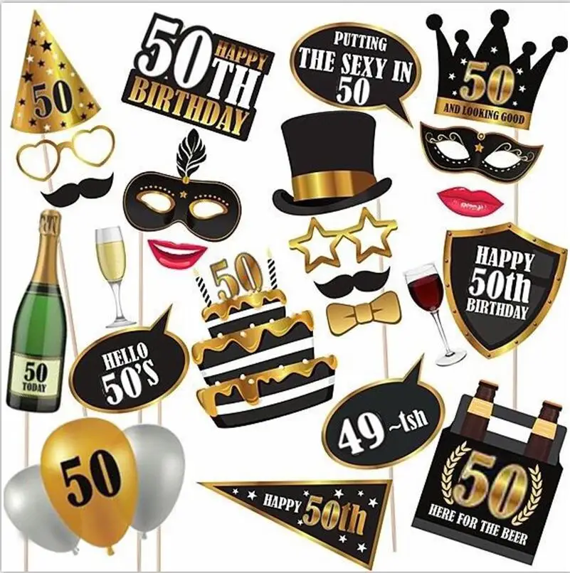 24pcs/lot 30 40 50 60 Happy Birthday Photo Props Adult Birthday Party Decoration Lips Glasses 30th Birthday Photo Booth Props view 5