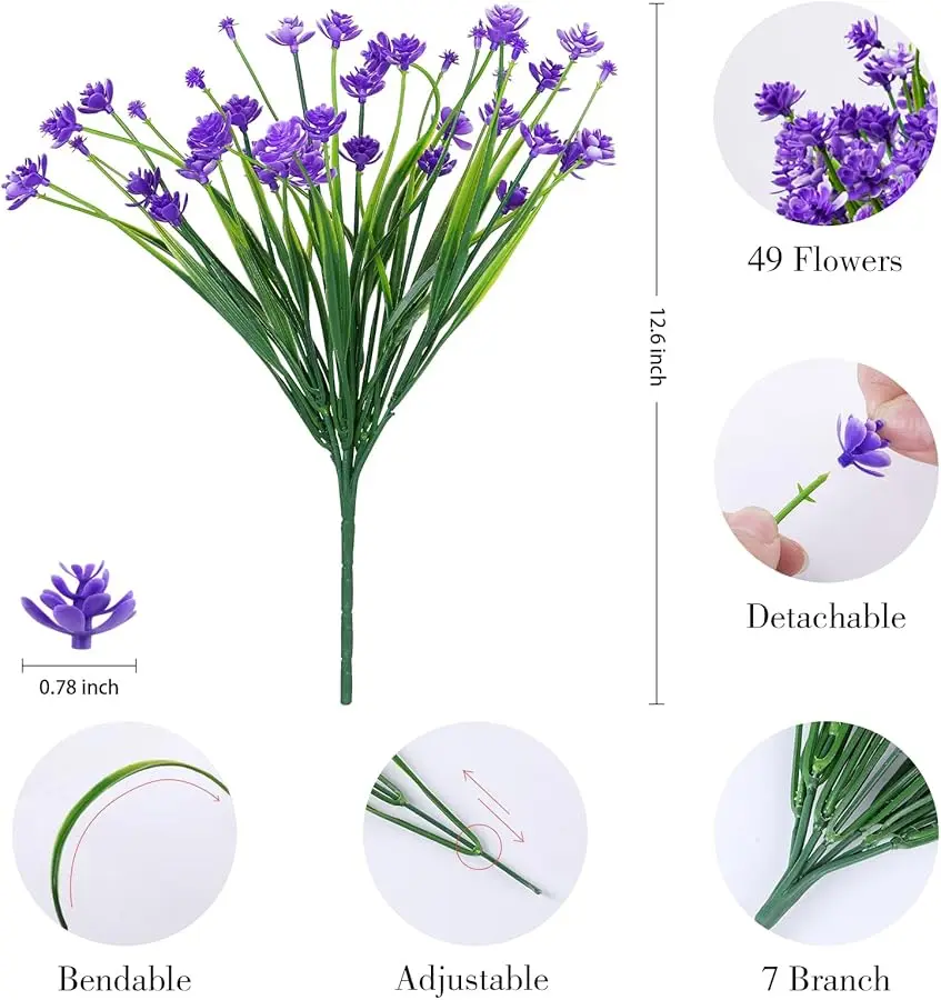 24 pacchi di fiori artificiali per esterni, fiori di plastica finti che non sbiadiscono, piante finte per la decorazione, fioriere sospese per interni ed esterni
