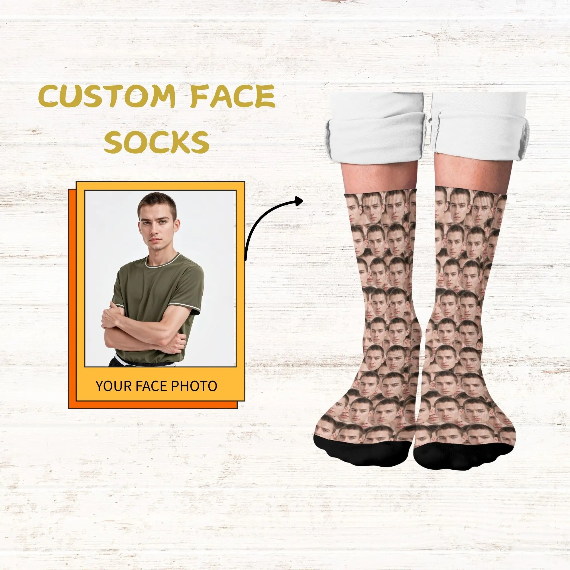 Забавные всенаправленные носки для лица на заказ, одно в мире, с принтом на все лицо, повседневная одежда и кляп, подарок для семьи и друзей