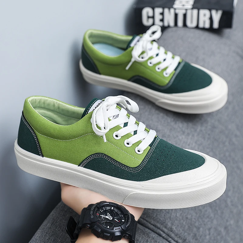 

New Green Canvas Shoes Men Fashion Design Men's Casual Sneakers Original Breathable Vulcanize Shoes For Men zapatillas de hombre