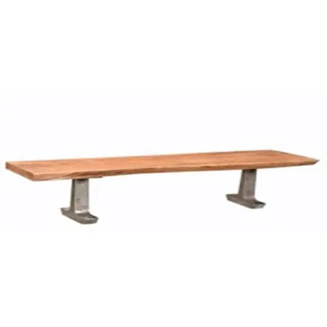 

Living Room Stout Collection Benches Mango Wood Metal Bench Luxury Durable Outdoor Tobacco Brown Sitting Best Quality
