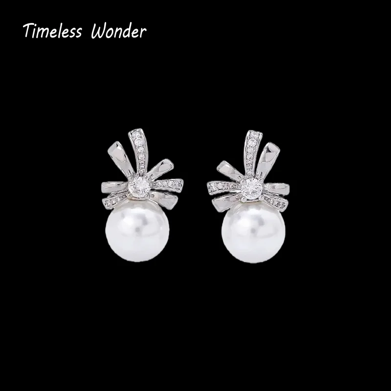 

Timeless Wonder Fancy Zircon Geo Glass Pearl Stud Earrings Women Designer Jewelry Trendy Gift Top Classy Simple Neat Party 5133