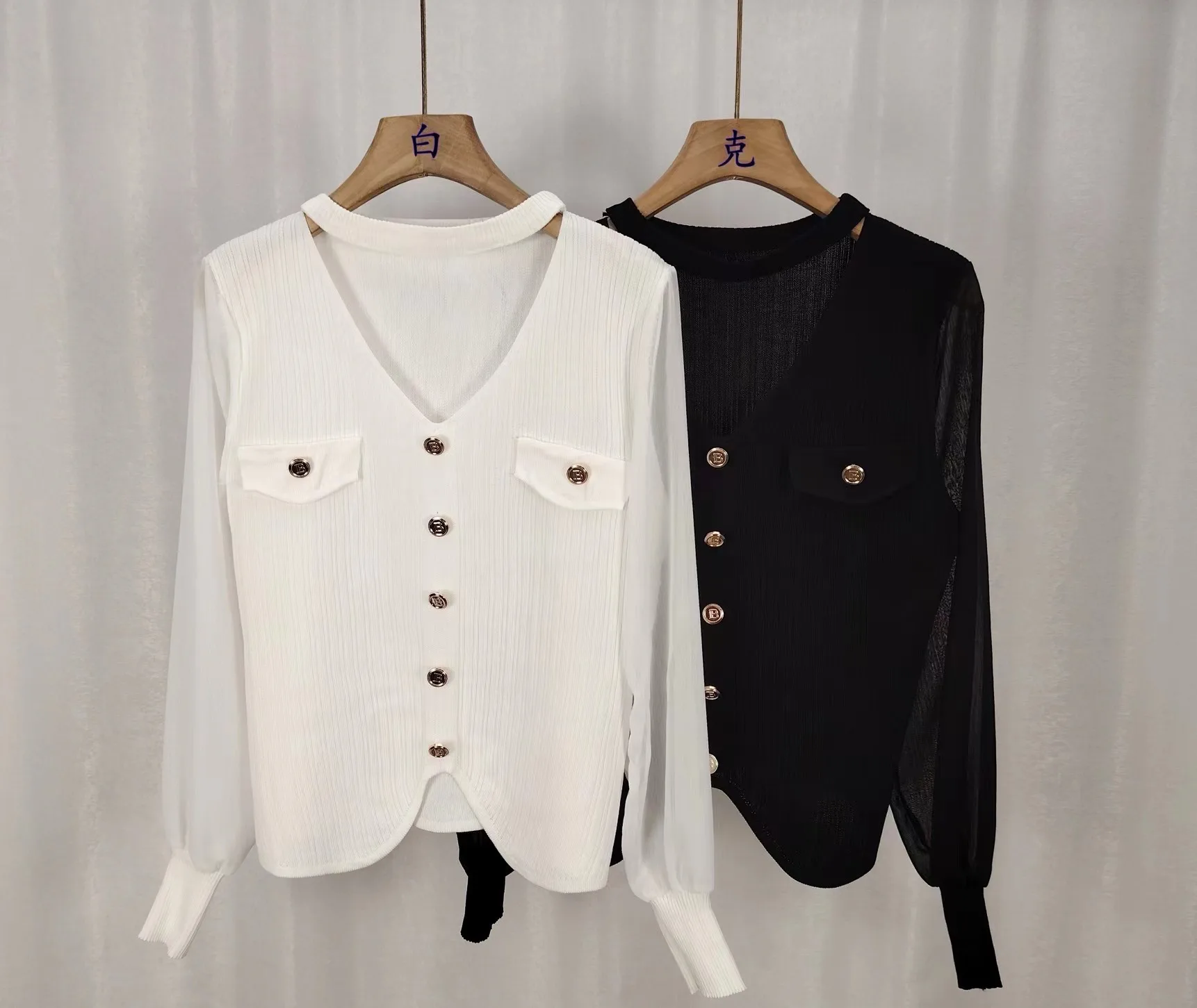 المرأة بلوزة قميص ربيع الخريف الشيفون كم طويل البلوز بلون الخامس الرقبة الأساسية الكورية الاسلوب المناسب شير الأعلى