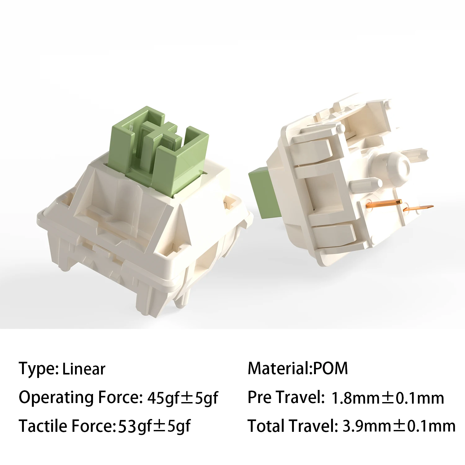 MMD interruptor de helado Matcha para teclado mecánico lineal, 5 pines, POM completo, 45g, teclado personalizado para juegos, interruptores MX