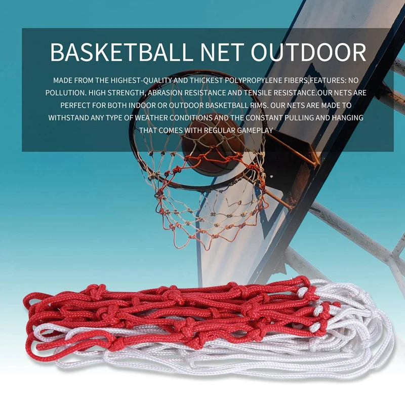 2Pcs Professional Heavy Duty Basketball Net Fits Standard Indoor Or Outdoor Rims - White, 12 Loops