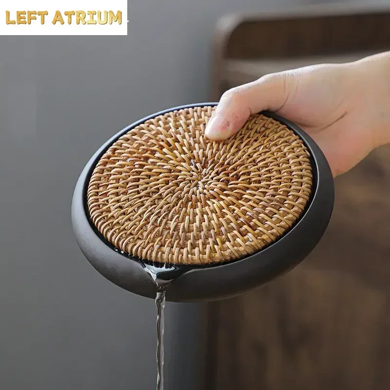 

Ручная работа из ротанга, фиолетовая глина, основа для чайника, поднос для чая, сухой пузырь, подушка для чайника, теплоизоляционная подушка для горшка, чайный сервиз, аксессуары