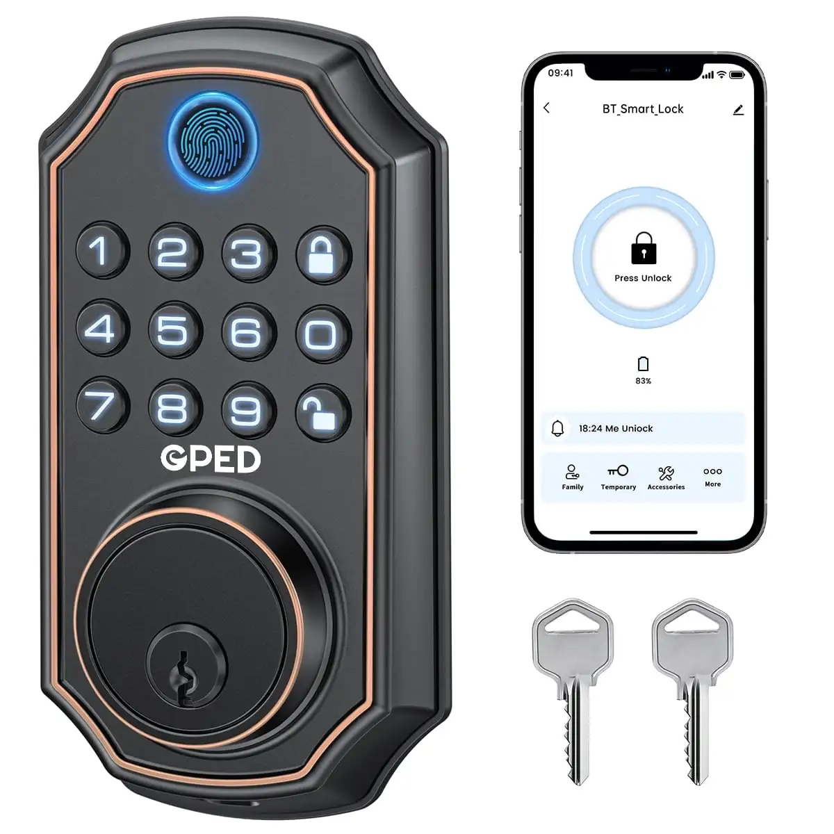 

Fingerprint Door Lock Keyless Entry Door Lock with APP Control Smart Locks for Front Door Deadbolt Lock with 50 User Auto Lock