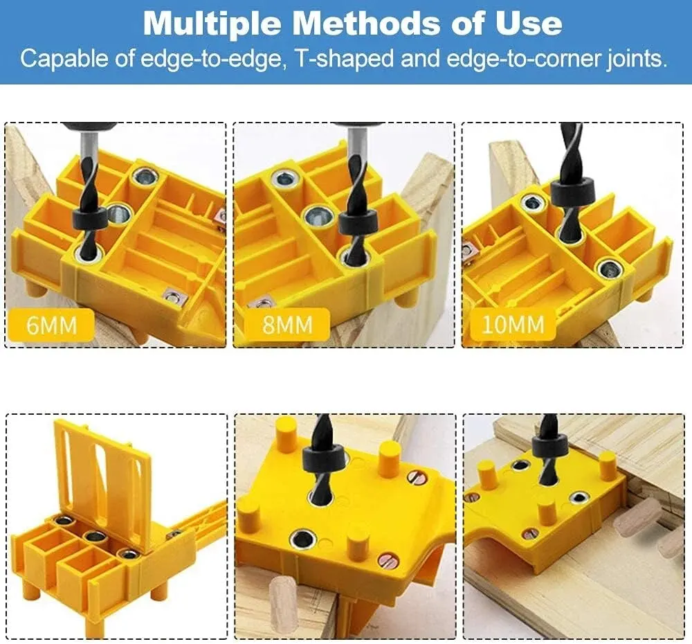 Woodworking Dowel Handheld Drill Guide and Hole Saw Tool 6/8/10mm Drill Bit For Carpentry Straight Hole Locator Clamp