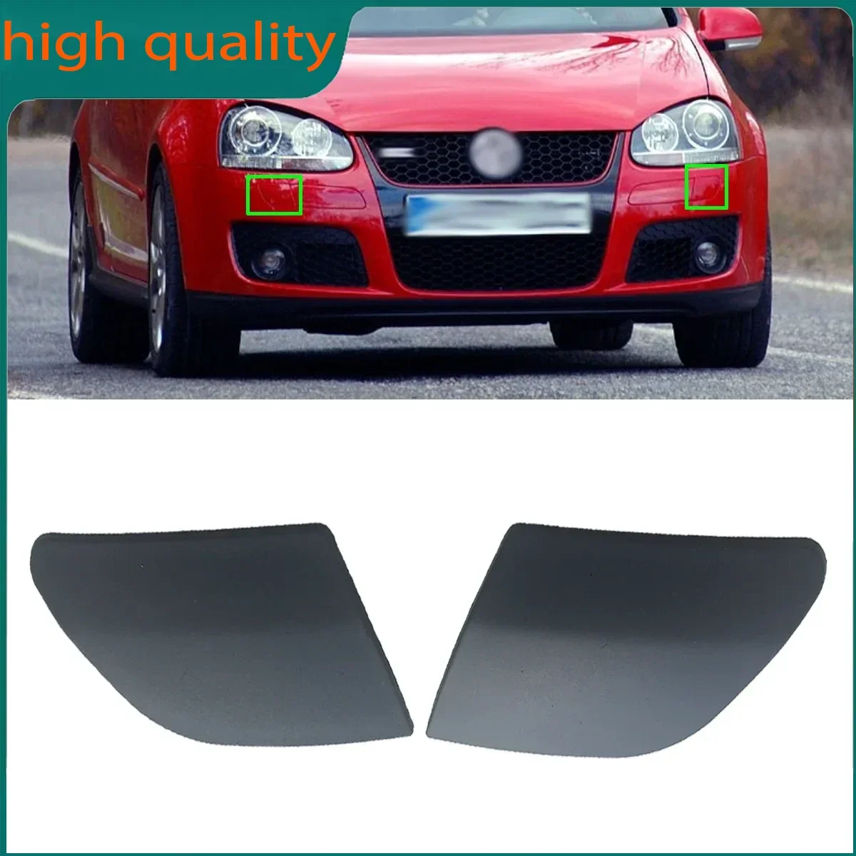 For VW Golf 5 Jetta A5 MK5 2006-2009 1 2PCS New Primed Front Bumper Grill Headlight Lamp Washer Cover Cap Trim
