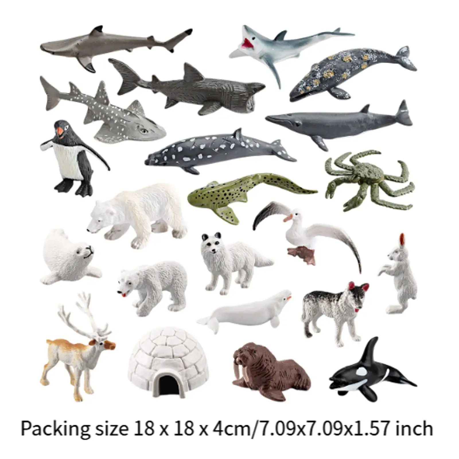 22x Sea Animals Figures Polar Animal Figurines for Teaching Aid Yard Scene