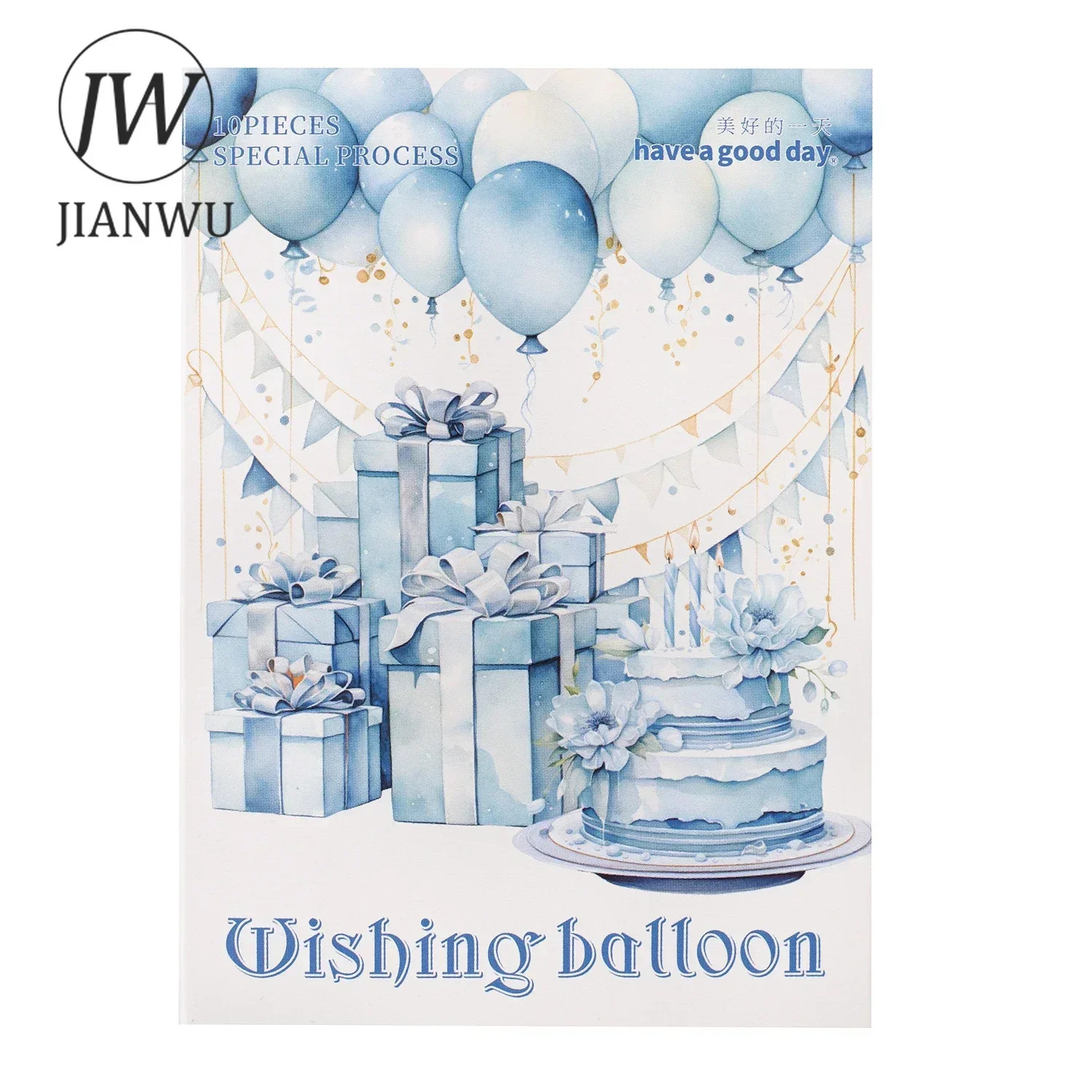 JIANWU Wishing Balloon Series Literary Flower Landscaping Material Collage PET Sticker Creative DIY Journal Stationery