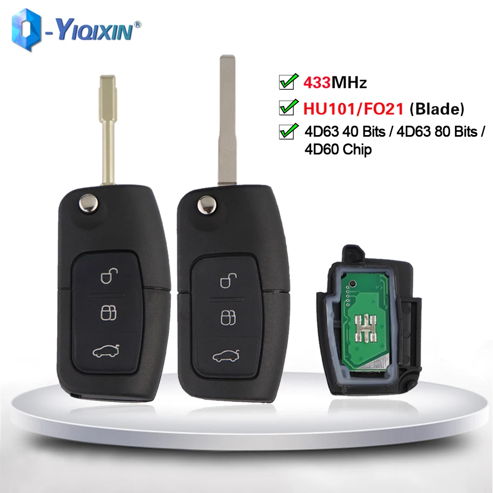 

For Ford Focus 2 3 Mondeo C Max S Max Galaxy Ranger Fusion Fiesta Mk2 Mk3 Mk4 Remote Car Key 433MHz 4D63Chip HU101 FO21 Blade
