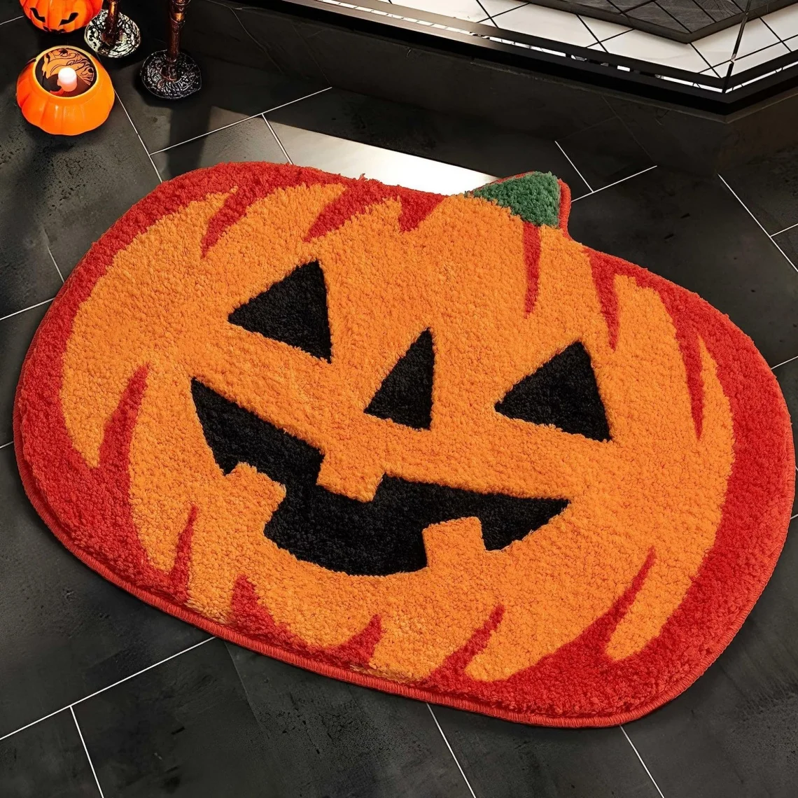 

Funny Pumpkin Tuft Rug Home Bathroom Decor Floor Mat