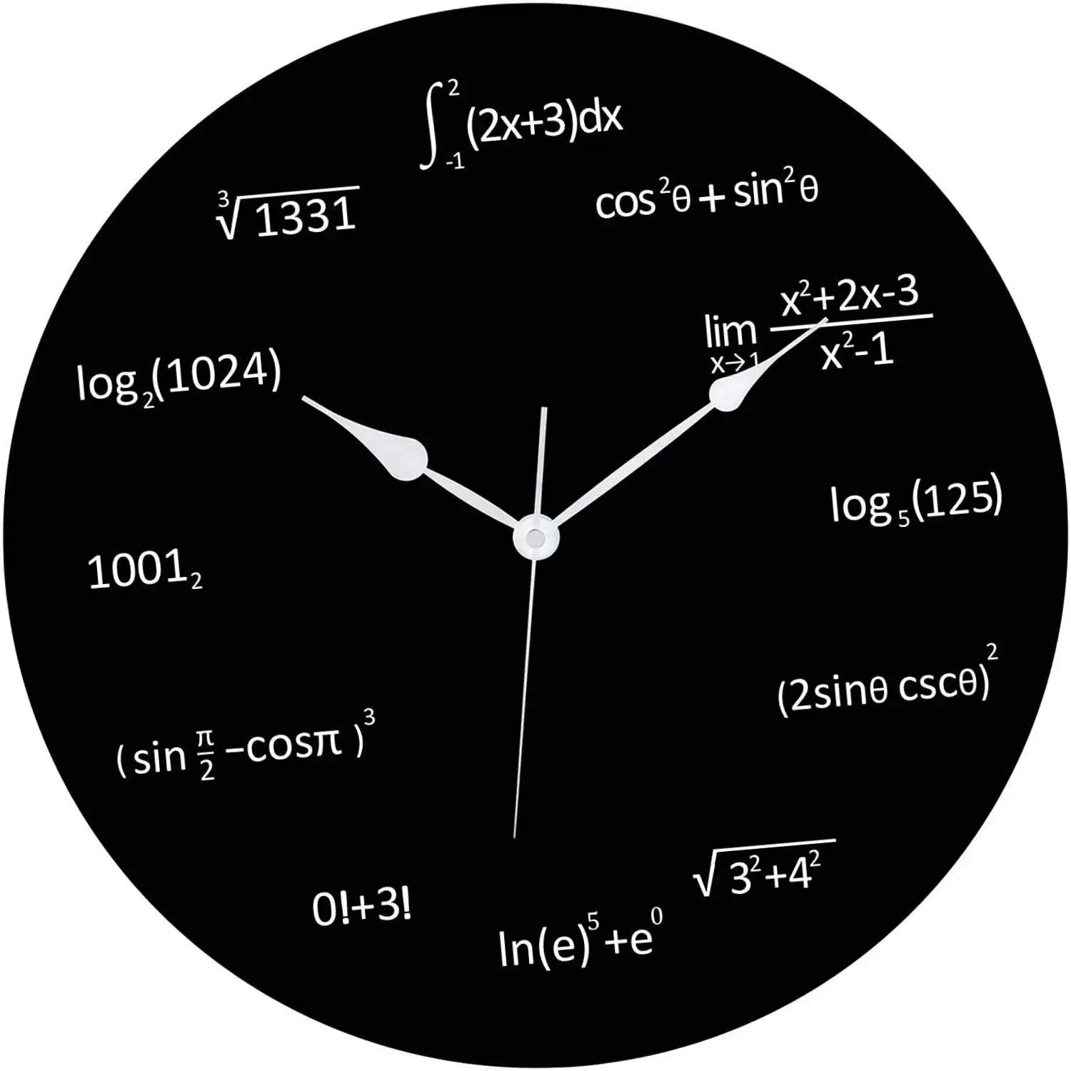 Math Equations Wall Clock 30cm Wall Mount Time Clocks Silent Non Ticking for Living Room Classroom Study Room Kitchen Indoor