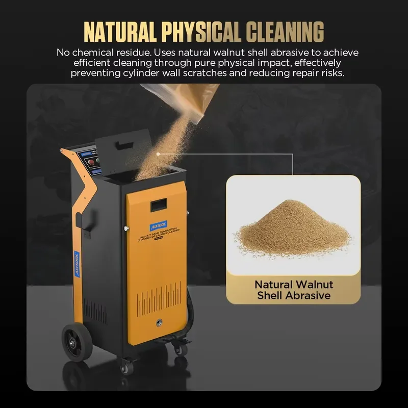 1500w Motor Combustion Chamber De-Carbon HTS728 Walnut Sand Cleaner Blasting Machine with 23 Pieces Adapter Set
