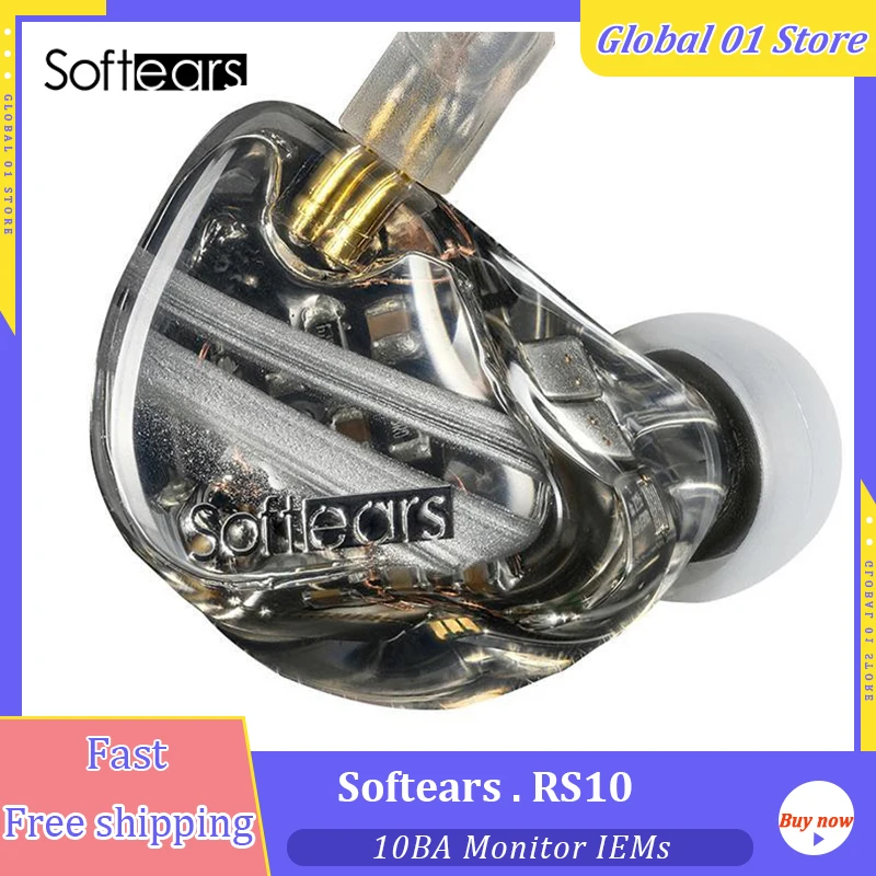 

Softears RS10 In-ear Earphone 10BA Balanced Armature Driver HiFi IEMs Wired Hi-Res Musci Monitor Earbuds