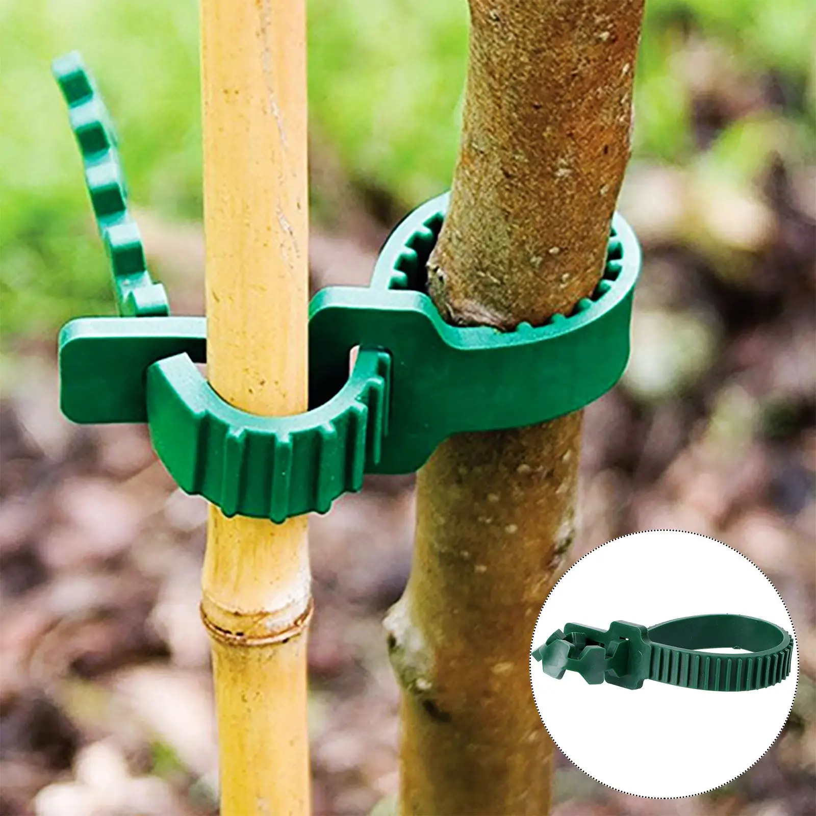 20Pcs Vine Fixing Buckle Garden Plant Support Clip PVC Reusable Tree Bonsai Staking Belt 25Cm X 1.3cm X 0.4cm Green for Yards