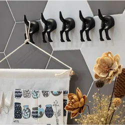Dog Tail Hooks Hat Coat Key Wall Mounted Hanger Sticker Decoration Creative Tail Kitchen Small Hook Wall Hanging Hole Punching