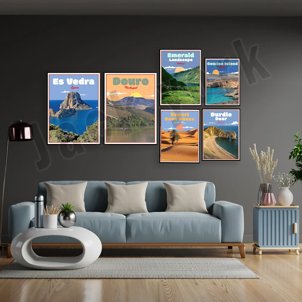 Comino Island, Spain, Desert Dunes, Ireland, Giant's Causeway, Dartmoor National Park, Devon, Esvedra Ibiza Nature Travel Poster