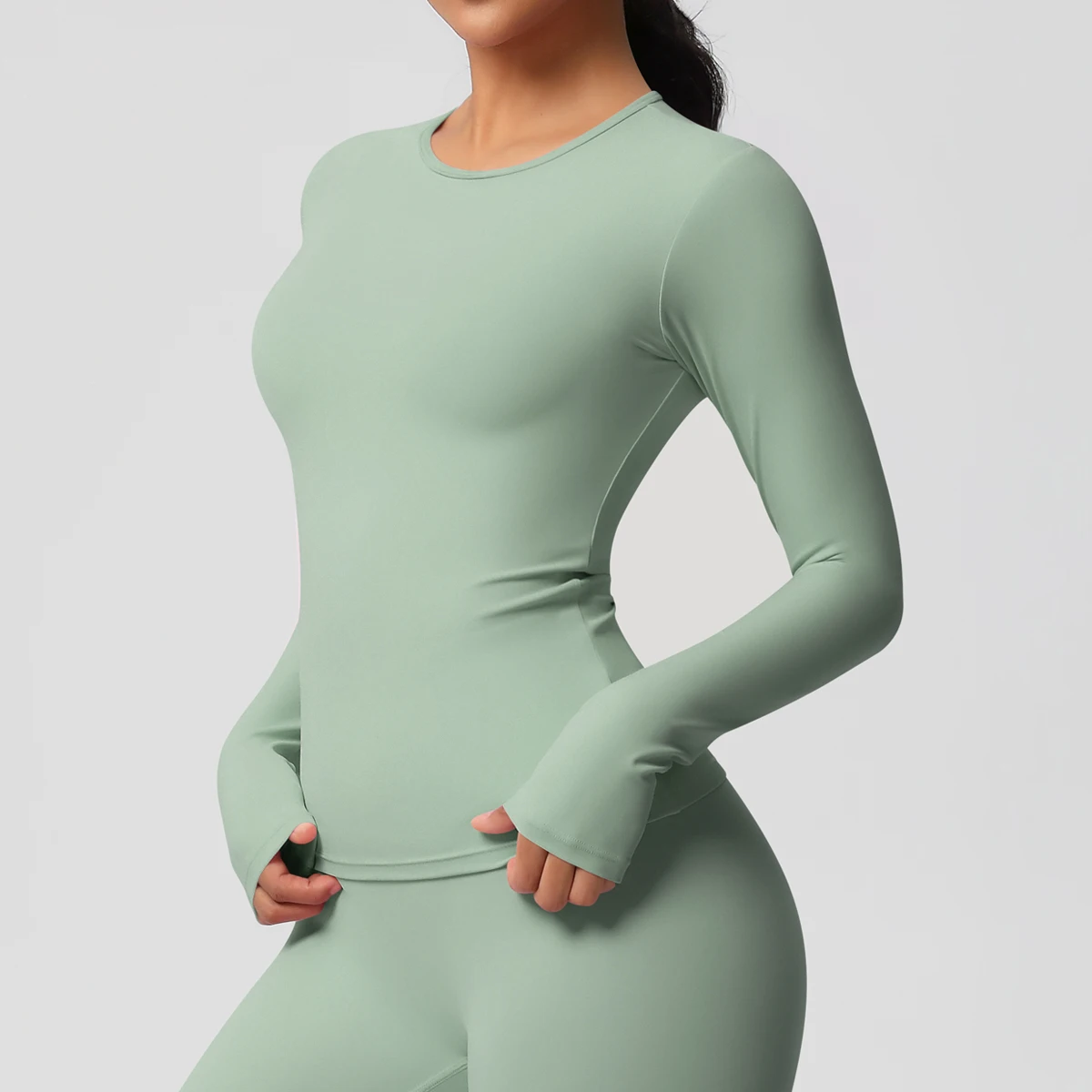 Long Sleeve Workout Top Gym Women Casual Outdoor Top  Workout Dry Fit Breathable High Elastic Sports Top Sports Long Sleeved image 3