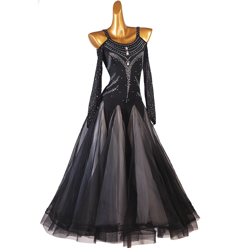 CACARE-vestidos de competición de baile de salón, vestido de vals personalizado, vestidos de Baile Estándar, elegantes, Flamenca D1241, gran dobladillo