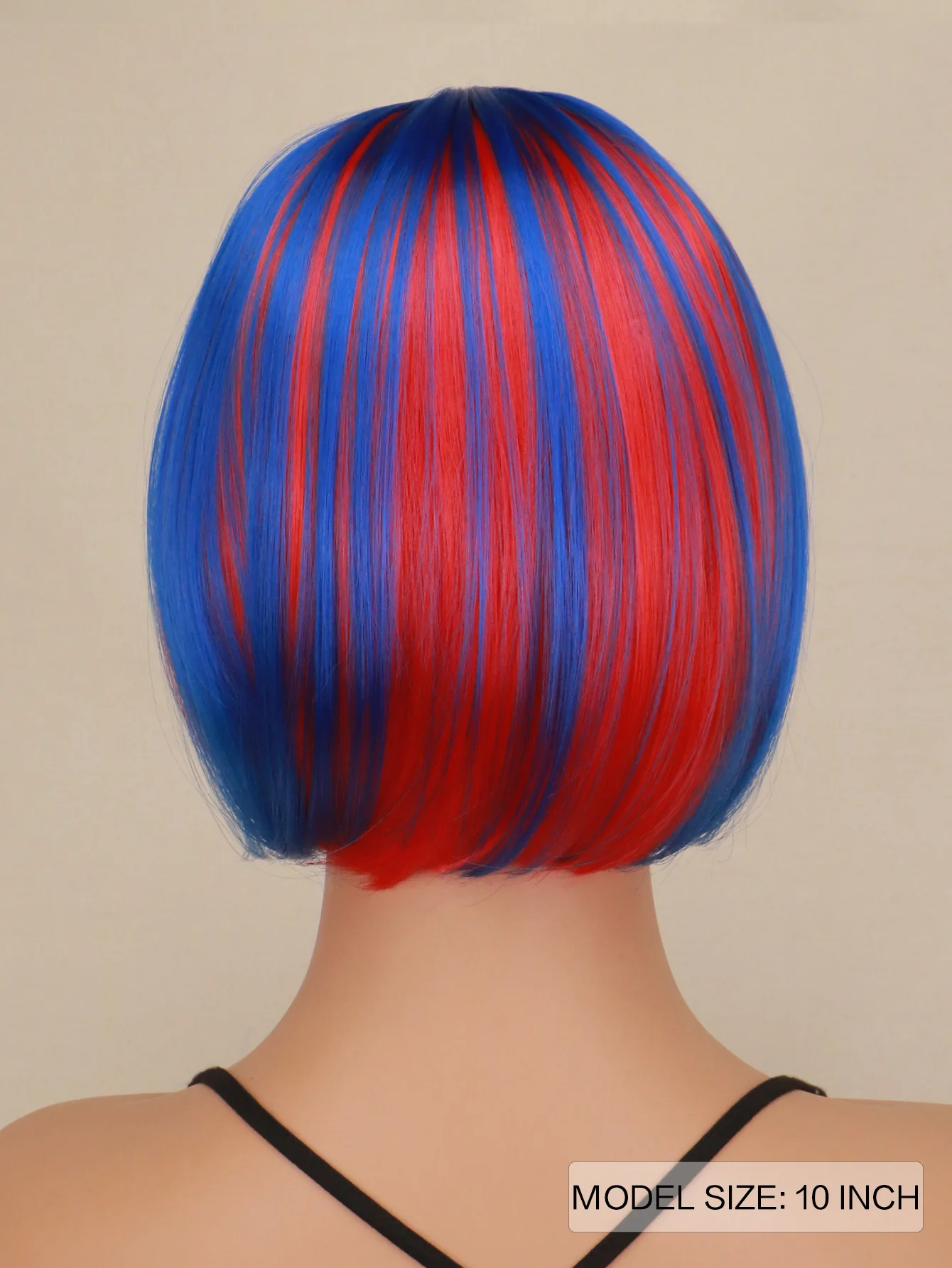 Krótkie tęczowe peruki bob z grzywką, krótkie proste peruki dla dziewczynek, kolorowe, urocze peruki kostiumowe z włosów syntetycznych.