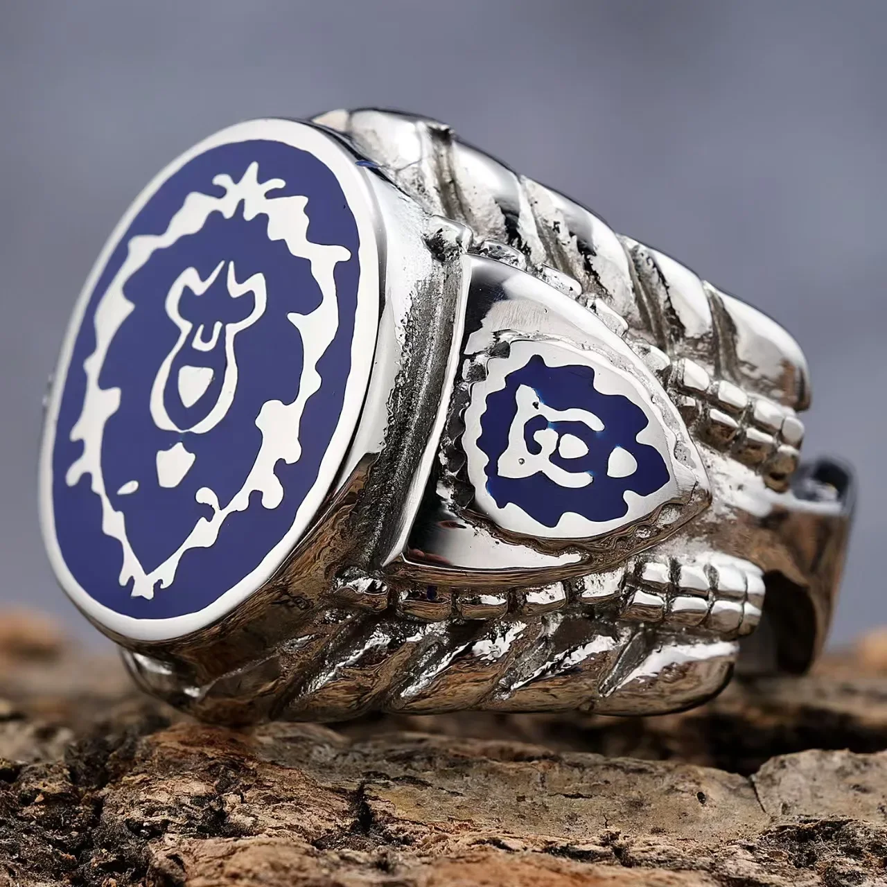 Wholesale of oval-shaped men's rings set with obsidian and agate rings from the manufacturer