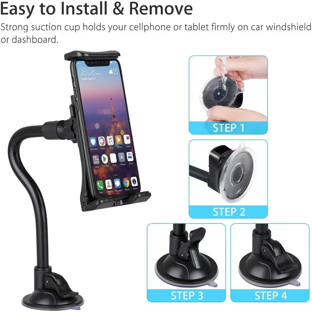 

360° Rotation Sucker Articulated Car Tablet Holder For Tesla iPad Pro Mini 2 3 4 Samsung Galaxy Tab Cradle Support Rotating Tabl