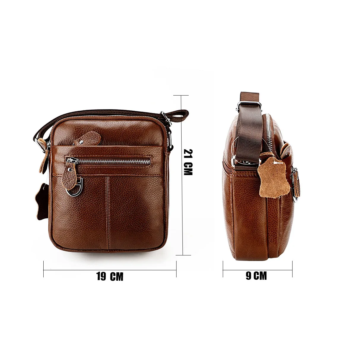 Cowhide Leather Men Small Business Shoulder Crossbody Bags Briefcase Mini Handbags Casual Male Solid Messenger Bag Travel Bag