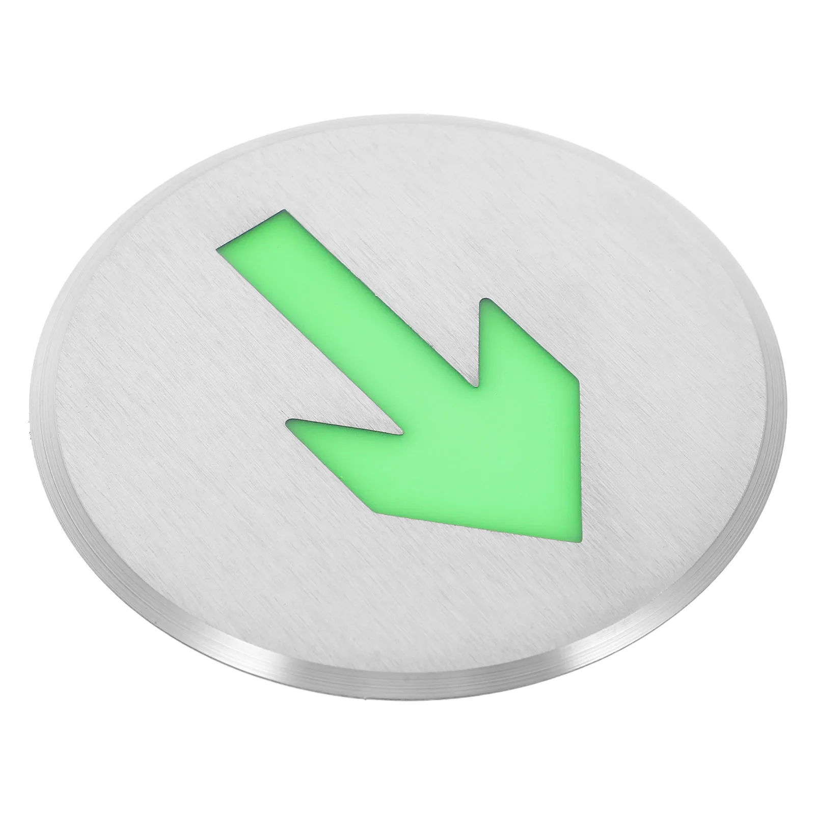 علامة أمان على شكل سهم متوهج لطوارئ الأرضية - علامة خروج ليلية مضيئة للسلامة من الحرائق من الفولاذ المقاوم للصدأ