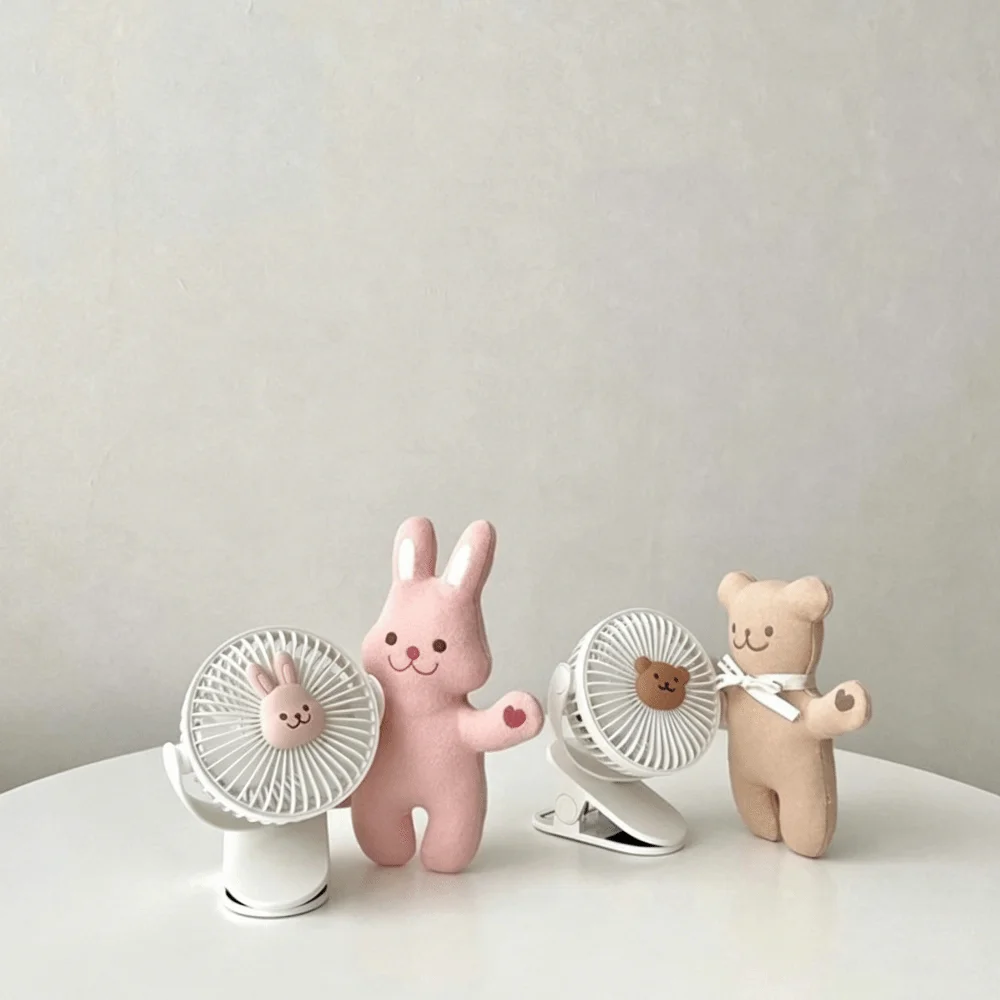 3 Speeds Cart Stroller Fan Lithium Battery Bear Portable Outdoor Fan Portable Noiseless Clip On Electric Fan for 3.7V1200mAh