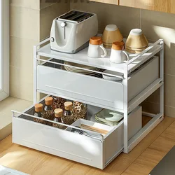 Kitchen Pull-out Shelf Seasoning Rack Countertop Microwave Oven Storage Rack Tabletop Supplies Seasoning Storage Basket