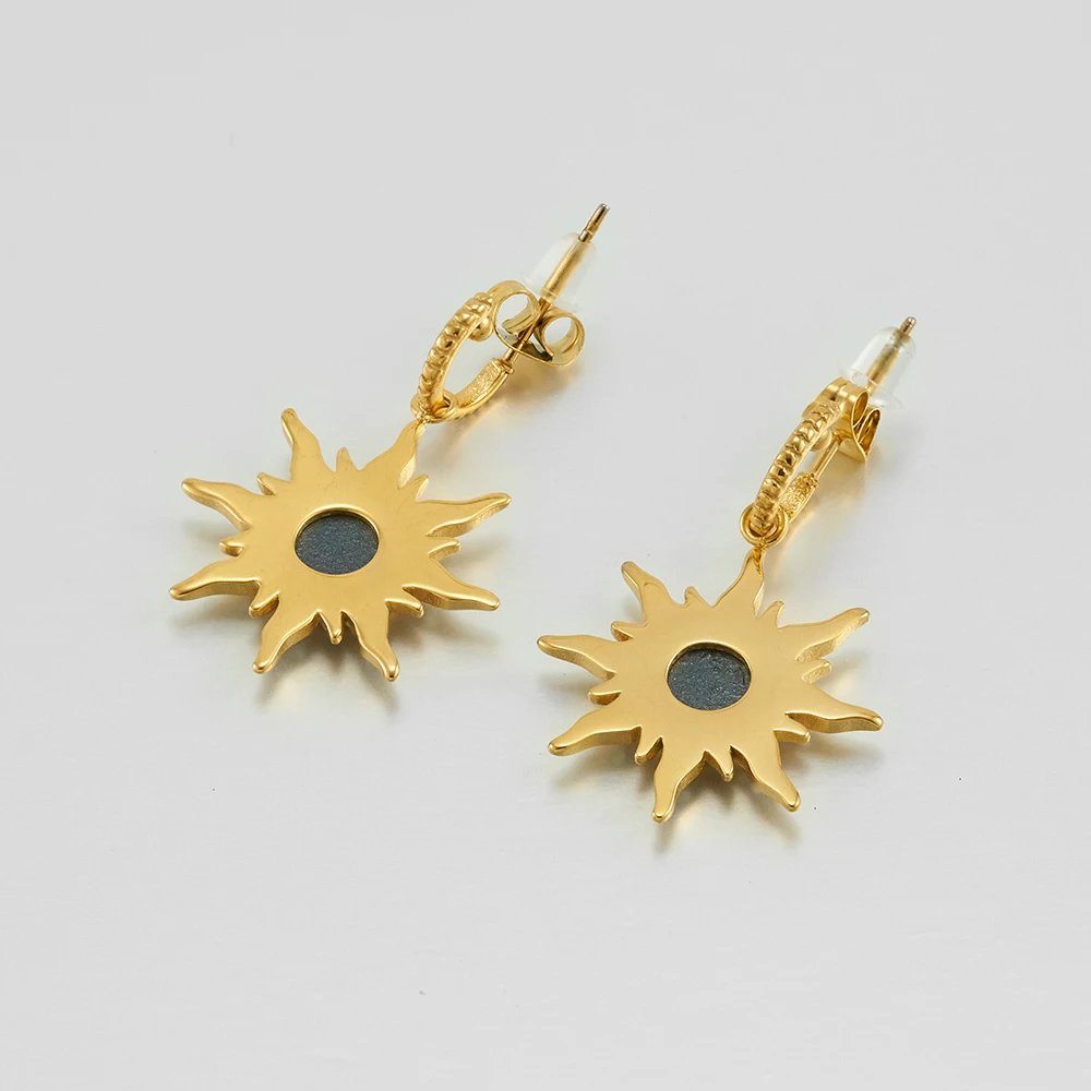 ENFASHION Aretes Para Mujer Sunflower Drop Earrings For Women Stainless steel 18K Plated Gold Fashion Jewelry Dating E241597