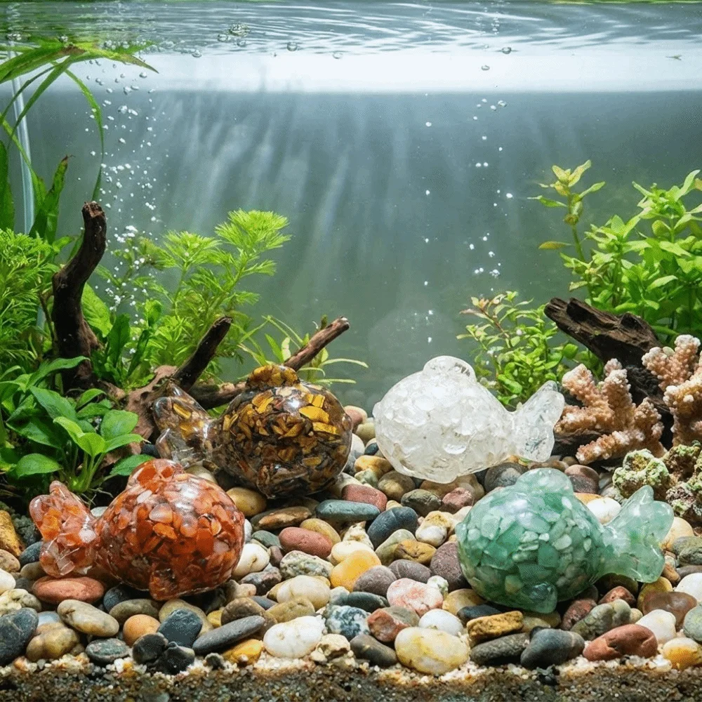 Ornamento de Mesa: Miniatura de Peixe Guppy Artificial Colorido em Resina Epóxi com Detalhes de Cristal para Decoração de Mesa
