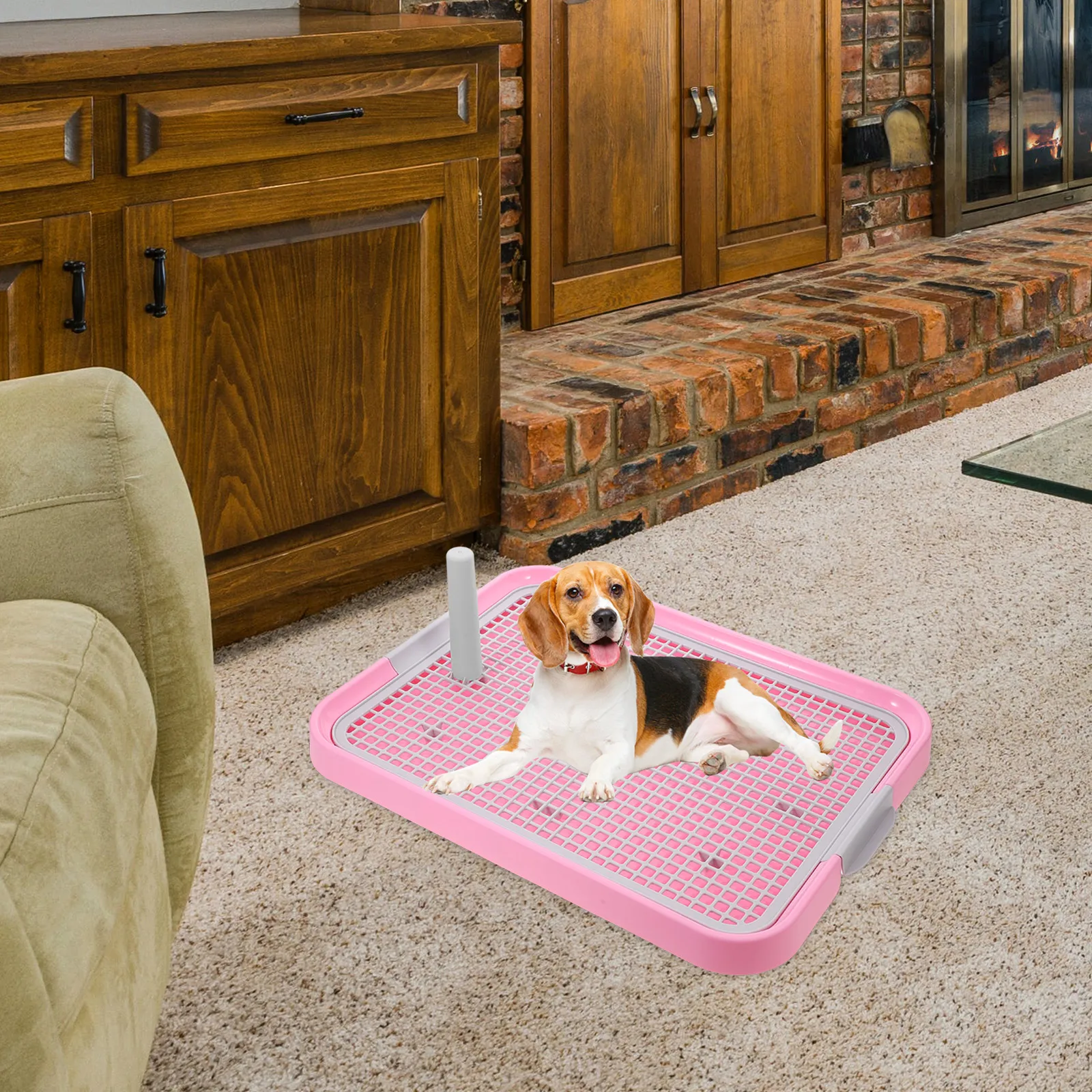 

Pet Toilet Plastic Dog Potty Anti-Slip Indoor Dog Toilet Puppy Training Grid Style Plastic Pet Potty Pink Puppy Sit Pad