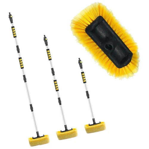 Cepillo de lavado de coches, herramienta de limpieza de ventanas de coche, varilla larga conectable, cepillo de agua pulverizada, cepillo suave